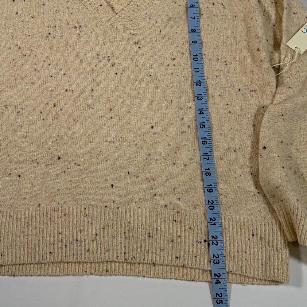C&C California Sweater XL NWT Beige Speckled Collared V Neck Relaxed Kni - Picture 6 of 7